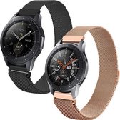 Milanees Smartwatch bandje - Geschikt voor  2-pack Samsung Galaxy Watch Milanese band 41mm / 42mm - zwart & rosé goud - Horlogeband / Polsband / Armband