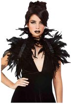 Smiffy's - Zwarte Veren Bolero - Zwart - Halloween - Verkleedkleding