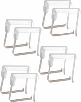 12x Tafelkleed klemmen transparant 4,5 x 4,5 cm kunststof - Plastic tafelkleedklemmen - Tafelzeilklemmen - Tafellaken klemmen