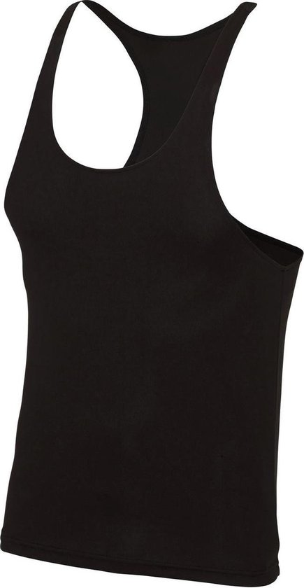 Zwart sport/fitness shirt/tanktop voor heren - Sportkleding - Fitness shirt/hemd - Bodybuilder tanktops/haltertops - Sportshirts XL - Awdis