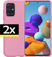 Samsung Galaxy A71 Hoesje Siliconen Case Cover Hoes Roze - 2 stuks