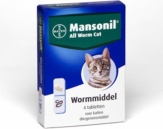verdamping Elektrisch bevolking Mansonil All Worm Cat Ontworming - Kat - 4 tabletten | bol.com