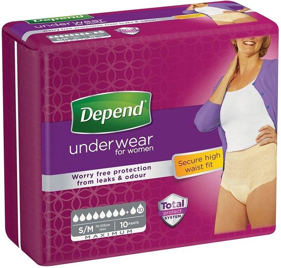 Depend Pants Incontinentiebroekjes voor vrouwen Maximum maat S/M - 10 stuks