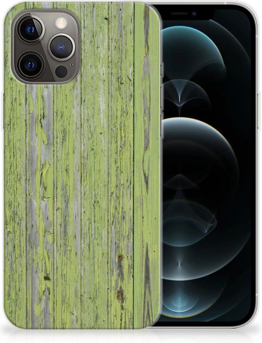 Back Cover voor iPhone 12 Pro Max Bumper Hoesje Green Wood