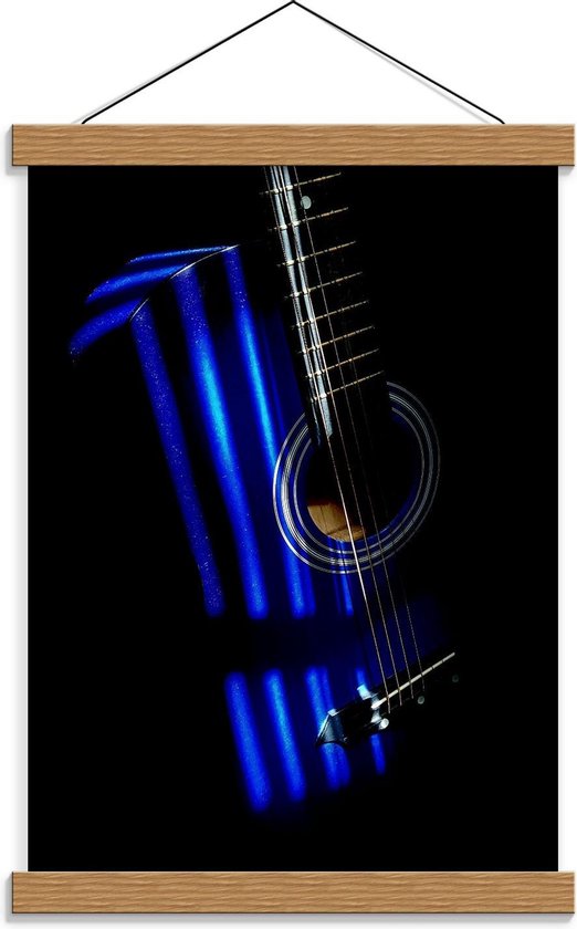 Schoolplaat – Gitaar met Blauwe Lampen - 30x40cm Foto op Textielposter (Wanddecoratie op Schoolplaat)