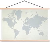 Affiche textielposter Wereldkaart avec des nuances de gris 120x80 cm