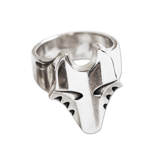 AuBor ®. Zilveren Wolvenkop ring - 16mm