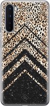 OnePlus Nord hoesje siliconen - Chevron luipaard | OnePlus Nord case | zwart | TPU backcover transparant