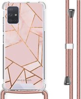 iMoshion Design hoesje met koord voor de Samsung Galaxy A71 - Grafisch Koper - Roze / Goud
