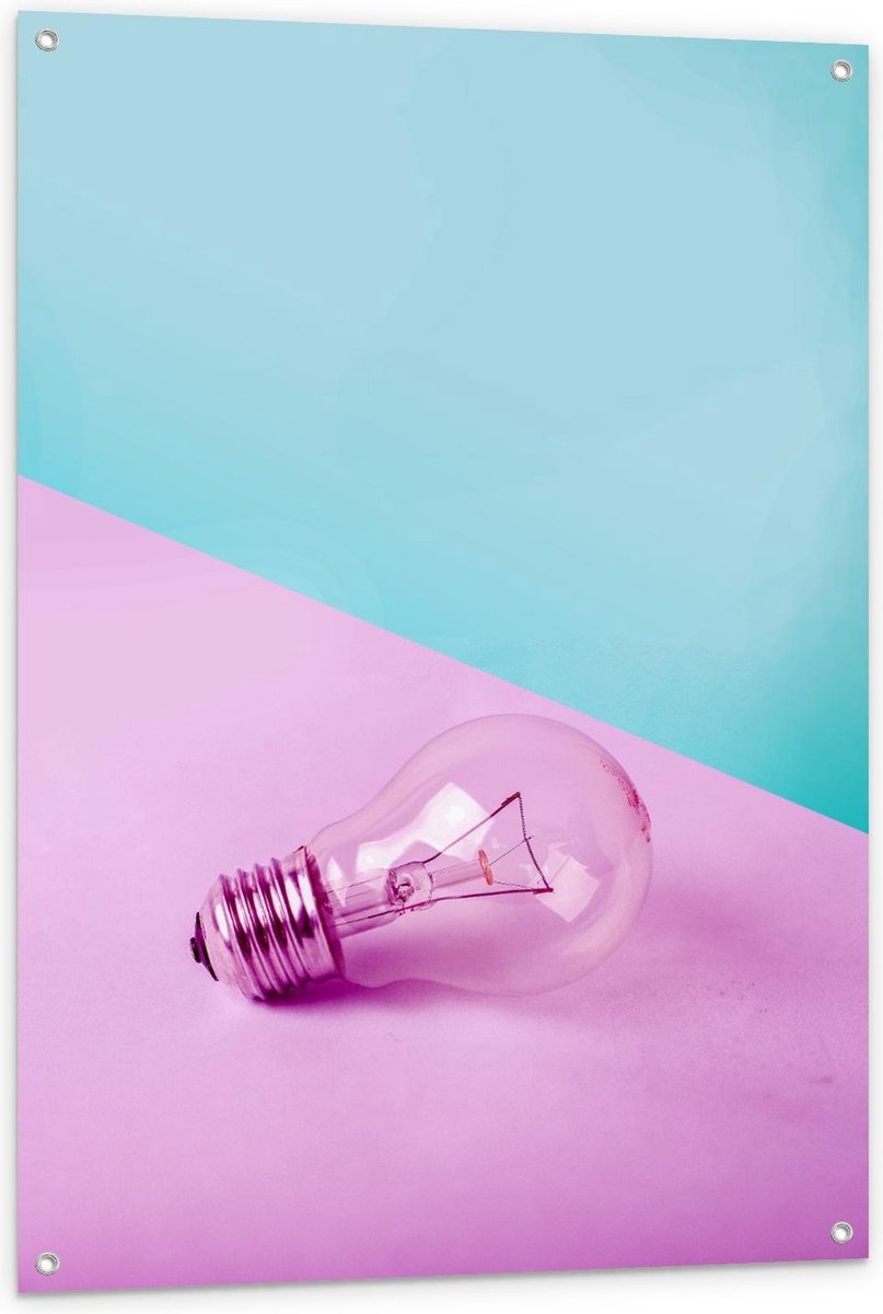 Tuinposter – Paarse Gloeilamp - 80x120cm Foto op Tuinposter (wanddecoratie voor buiten en