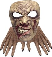 Partychimp Zombie Gezichtsmasker  Halloween Carnaval - Latex -Bruin -One-size