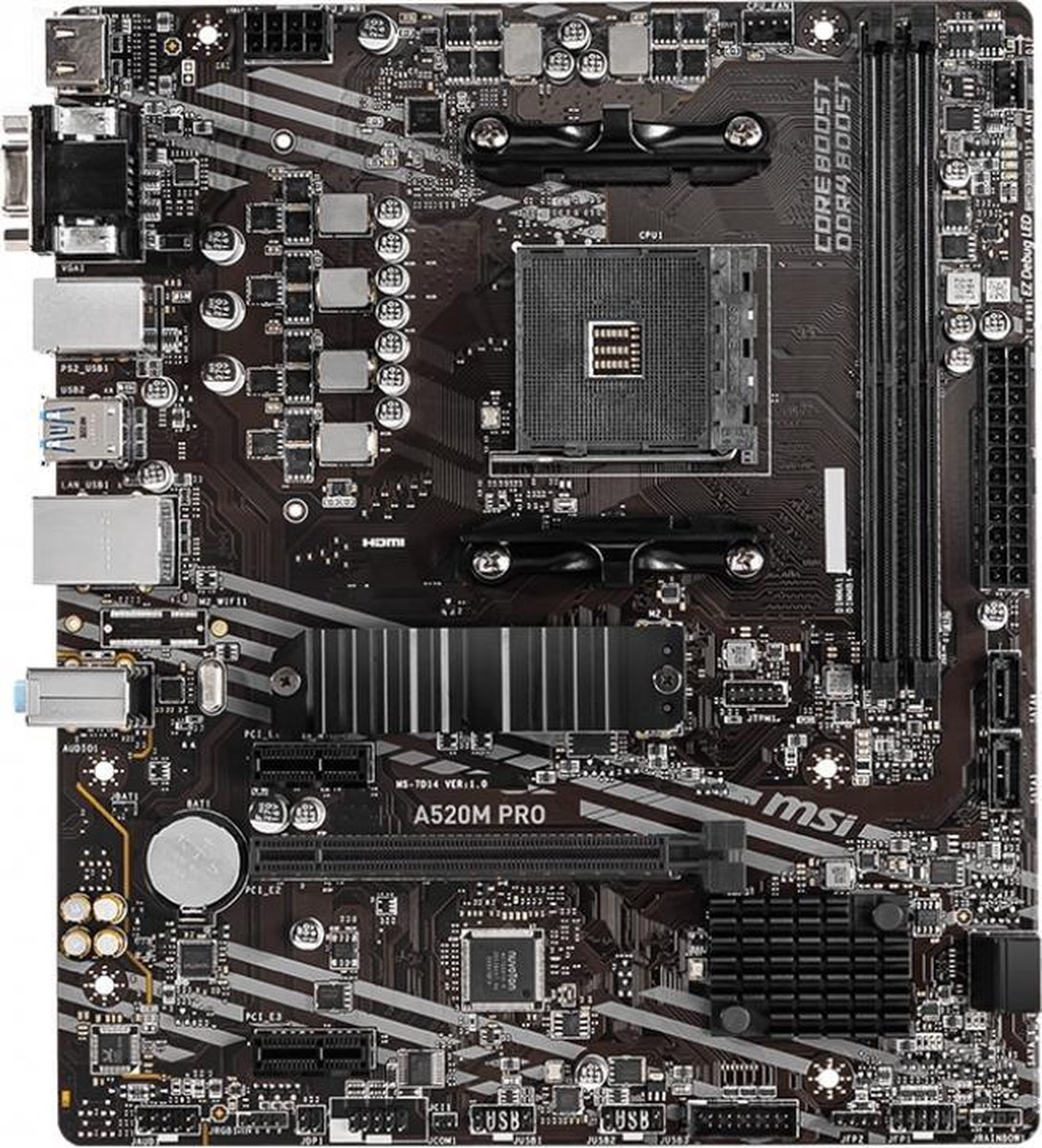 MSI A520M PRO moederbord AMD A520 Socket AM4 micro ATX