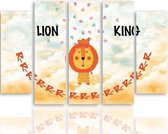 Schilderij , Lion King , 4 maten , 5 luik , multikleur , wanddecoratie , Premium print , XXL