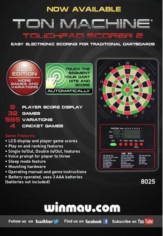 Winmau dart scorebord Ton Machine Touchpad 2 | bol.com