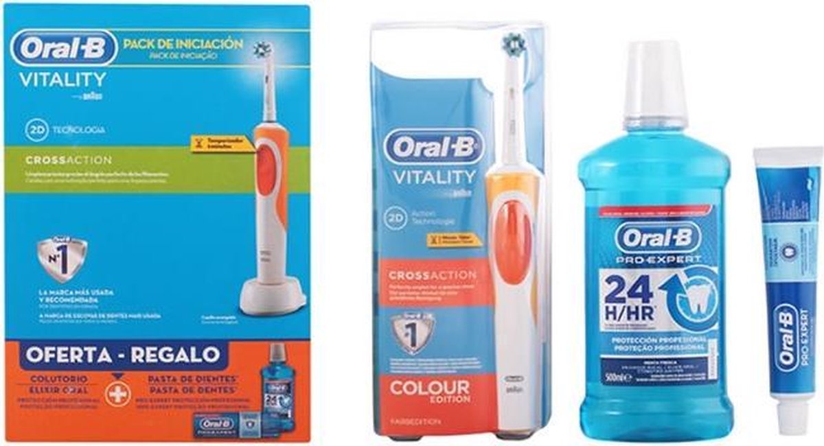Tandpasta Set met borstel en mondwater Vitality Crossaction Oral-B (3 pcs)