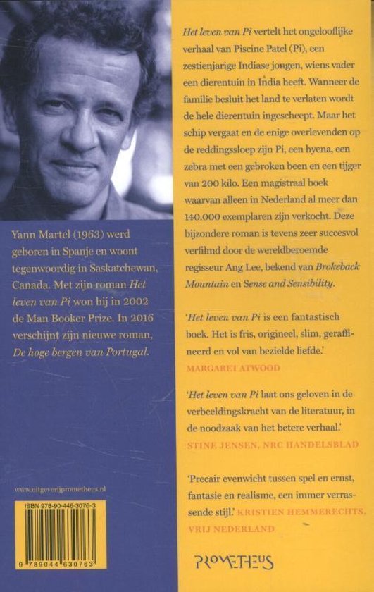 Zwart-wit portret van Yann Martel, auteur van 'Het leven van Pi'.