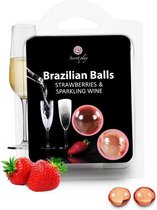 Secret Play Brazilian Balss Strawberry and Champagne - Massage Olie - 2 balletjes