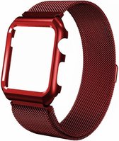 Milanese case band - rood - Geschikt voor Apple Watch  - 42mm - iwatch - Horlogeband Armband Polsband