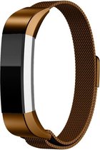 Alta milanese band - bruin - Geschikt voor Fitbit - SM - Horlogeband Armband Polsband