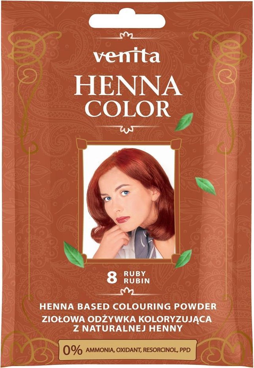 Venita - Henna Color Herbal Coloring Conditioner From Natural Henna 8 Rubin 25G