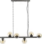 Vintage hanglamp met 6 lampen 6xØ15 cm in zilverkleurig metaal