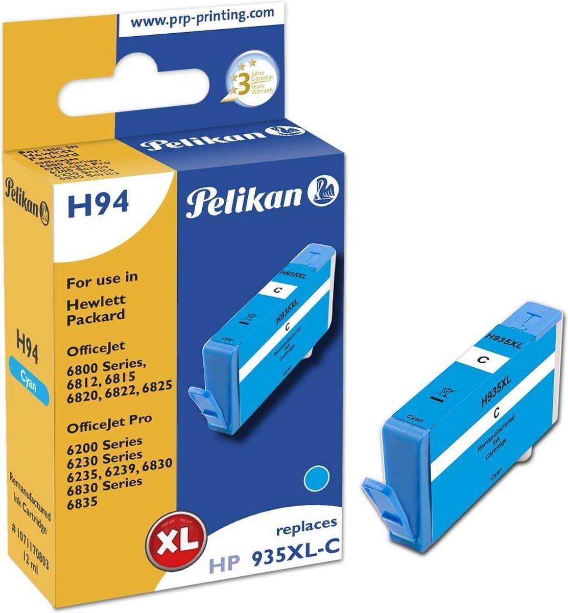 Pelikan H94 Cyan inktcartridge 1 stuk(s) Compatibel Hoog (XL) rendement Cyaan