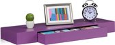 Relaxdays wandplank met lade - blinde montage - modern design - wandboard - wandelement - violet