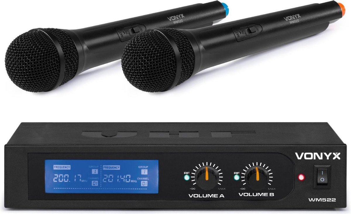 Draadloze microfoonset - Vonyx WM522 draadloze VHF microfoonset met 2  handmicrofoons | bol.com