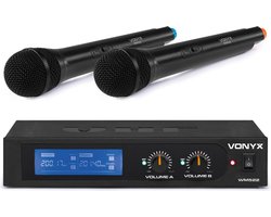 Draadloze microfoonset - Vonyx WM522 draadloze VHF microfoonset met 2 handmicrofoons