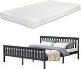 Houten bed Breda met matras 180x200 cm donkergrijs
