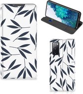 Belle coque de téléphone Samsung Galaxy S20 FE Smart Cover Leaves Blue