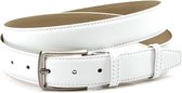 JV Belts unisex riem wit leer - dames riem - 3 cm breed - Wit - Echt Leer - Taille: 115cm - Totale lengte riem: 130cm