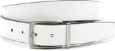 Draaibare reversible heren riem wit/zwart 3.5 cm breed - Zwart / Wit - Reversibel - Echt Leer - Taille: 100cm - Totale lengte riem: 115cm