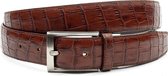 Mooie rood bruine kroko riem 3.2 cm breed - Rood Bruin  - Echt Leer - Taille: 100cm - Totale lengte riem: 115cm