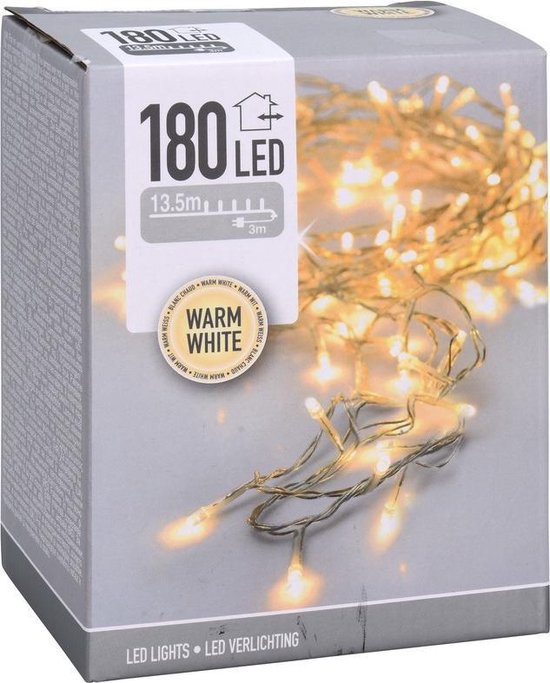mesh studie kort Kerstverlichting transparant snoer met 180 warm witte lampjes - 13,5 meter  -... | bol.com