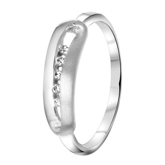 Zilveren ring V-vorm rhodiumplated met zirkonia | -NL Zilveren ring V-vorm rhodiumplated met zirkonia | -NL