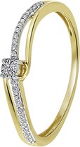 14 Karaat geelgouden ring met 25 diamanten 0,05ct