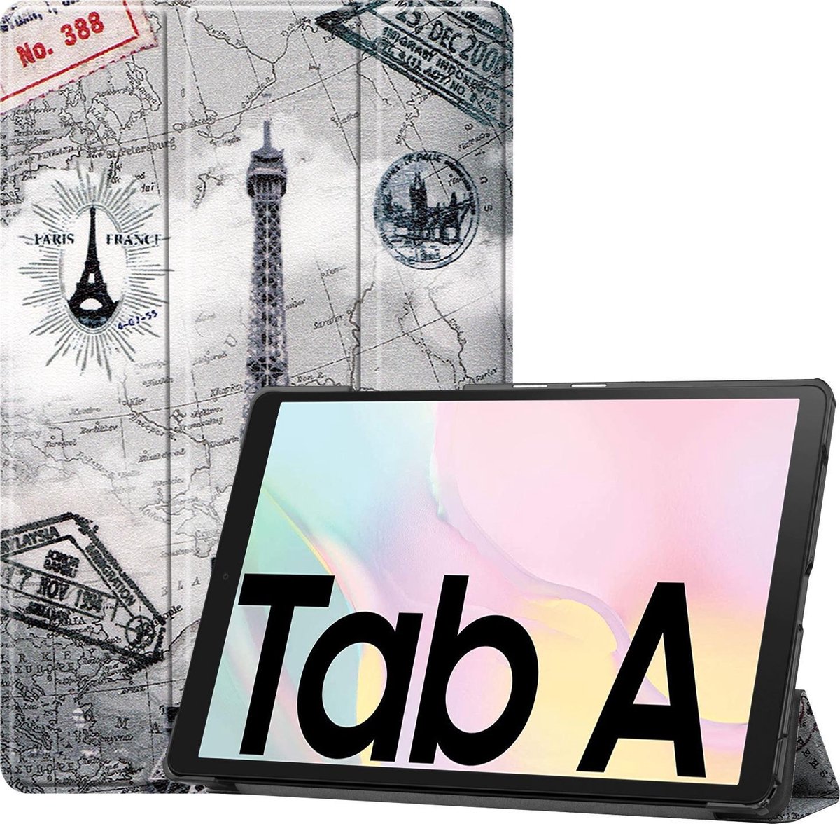 Hoes - Geschikt voor Samsung Galaxy Tab A7 (2020) - Dun & Stevig - Trifold Bookcase - Hard Cover - Hardcover Book Case - Tablet Hoesje - Eiffeltoren