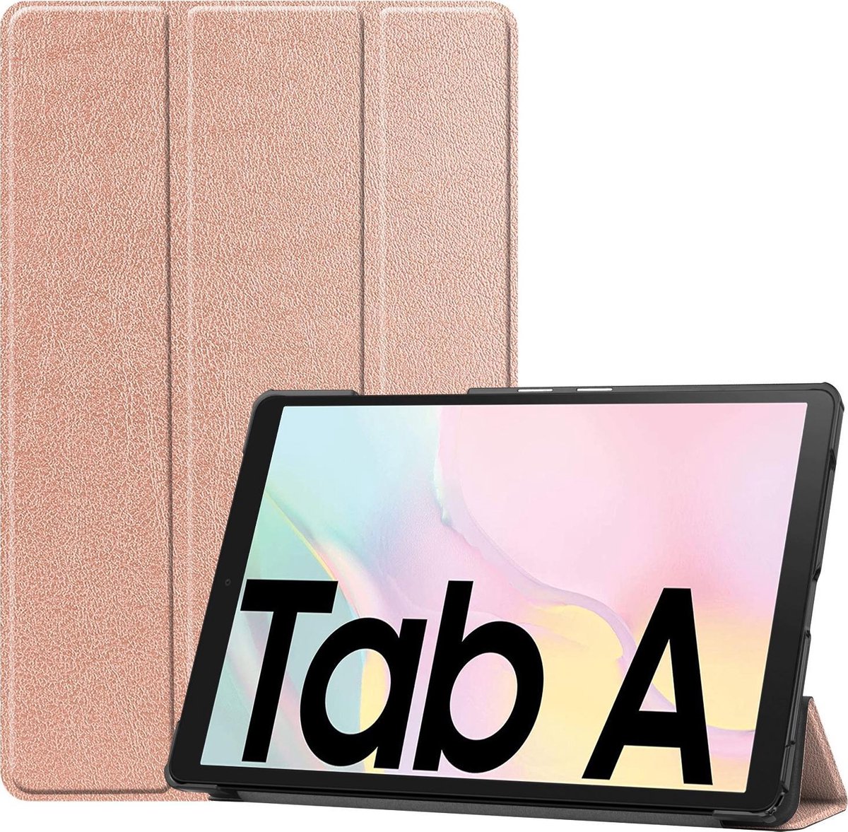 Hoes - Geschikt voor Samsung Galaxy Tab A7 (2020) - Dun & Stevig - Trifold Bookcase - Hard Cover - Hardcover Book Case - Tablet Hoesje - Rosé goud