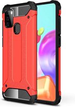 Hoesje Geschikt Voor Samsung Galaxy A21S Rugged Hybrid Armor Hoesje - Rood