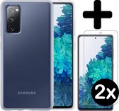 Hoesje Geschikt voor Samsung S20 FE Hoesje Siliconen Case Hoes Met 2x Screenprotector - Hoes Geschikt voor Samsung Galaxy S20 FE Hoes Cover Case - Transparant.