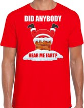 Fun Kerstshirt / Kerst t-shirt  Did anybody hear my fart rood voor heren - Kerstkleding / Christmas outfit S