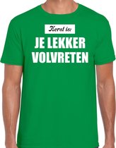 Kerst is: je lekker volvreten Kerstshirt / Kerst t-shirt groen voor heren - Kerstkleding / Christmas outfit S