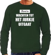 Kerst is: wachten tot het jurkje uitgaat Kerstsweater / Kersttrui groen voor heren - Kerstkleding / Christmas outfit S