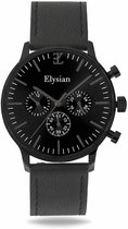 Elysian - Horloge Heren - Zwart - Vintage Leer - Waterdicht - Krasvrij Saffier - 43mm
