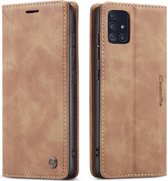 CaseMe Bookcase Samsung Galaxy A51 hoesje - Lichtbruin