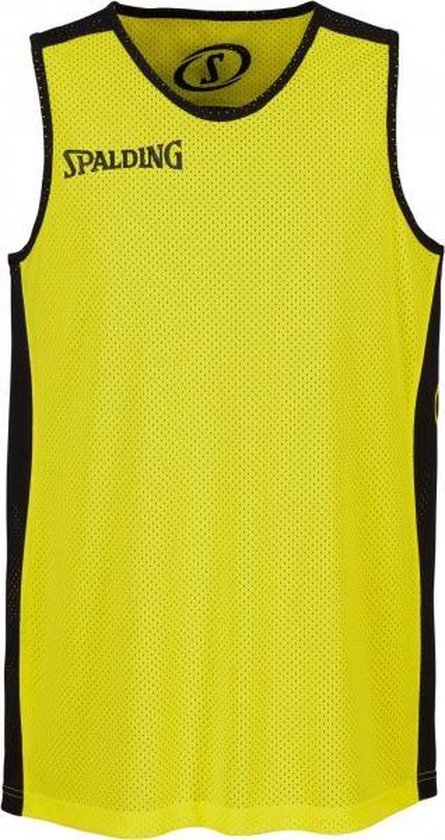Spalding Essential Reversible Basketball Shirt Chemise de basket-ball pour homme - Taille L - Homme - noir / jaune