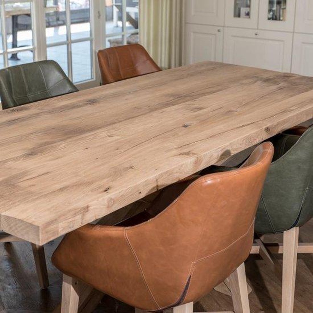 Eetkamertafel robuust Oud Eiken 220 x 100 x 6 cm (Inclusief montage) |  bol.com