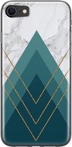 iPhone 8/7 hoesje siliconen - Geometrisch blauw - Soft Case Telefoonhoesje - Print / Illustratie - Transparant, Blauw