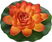 1x Oranje drijvende kunst waterlelie bloemen 26 cm - Tuinaccessoires - Vijverbenodigdheden - Vijverdecoratie - Nep/kunst bloemen/planten - Waterlelies